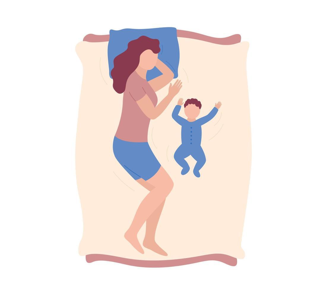 mother-and-baby-sleeping-together-co-sleep-of-mom-and-little-child-woman-and-newborn-baby-lying-on-bed-bedtime-routine-flat-illustration-vector