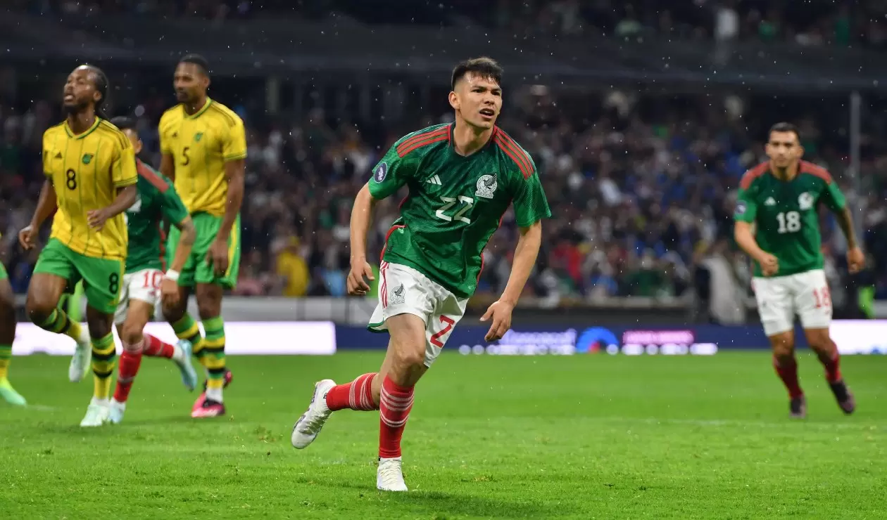 Hirving Lozano celebrando gol con México ante Jamaica - Liga de Naciones 2023.jpg